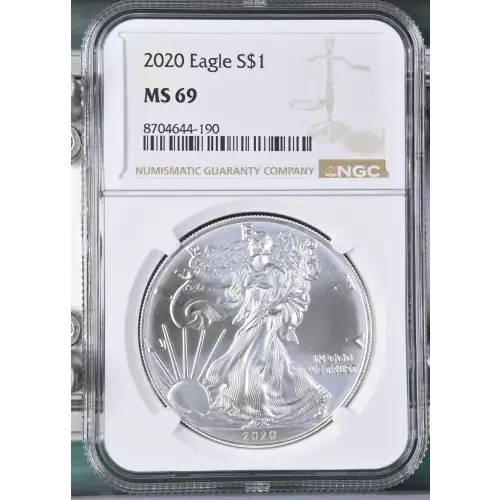 2020 - 1oz Silver Eagle - S$1 NGC MS69 (D10-B39)